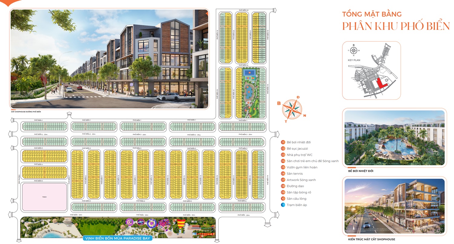 Mặt bằng phân khu phố biển Vinhomes Ocean Park 3 The Crown