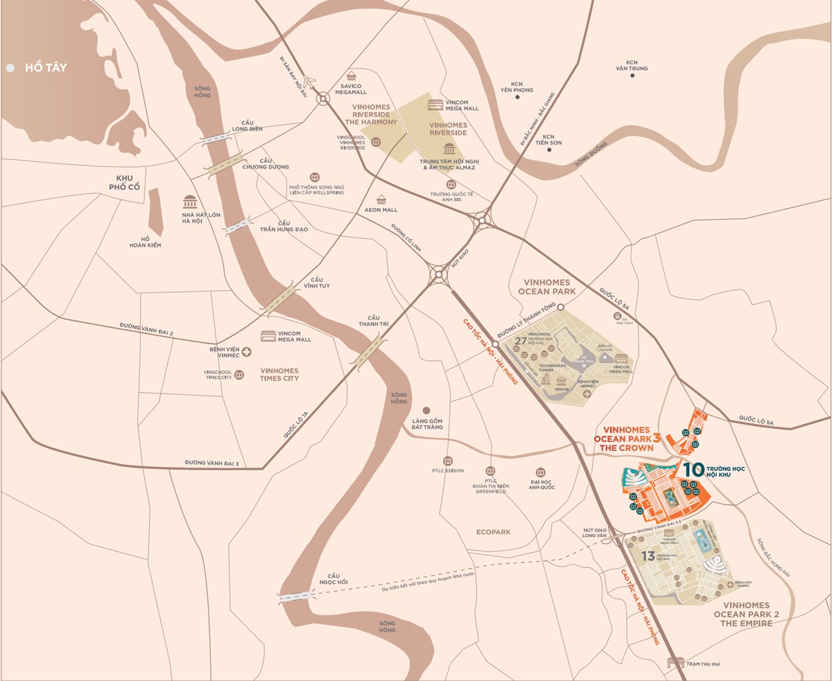 Vị trí Vinhomes Ocean Park 3 The Crown Hưng Yên