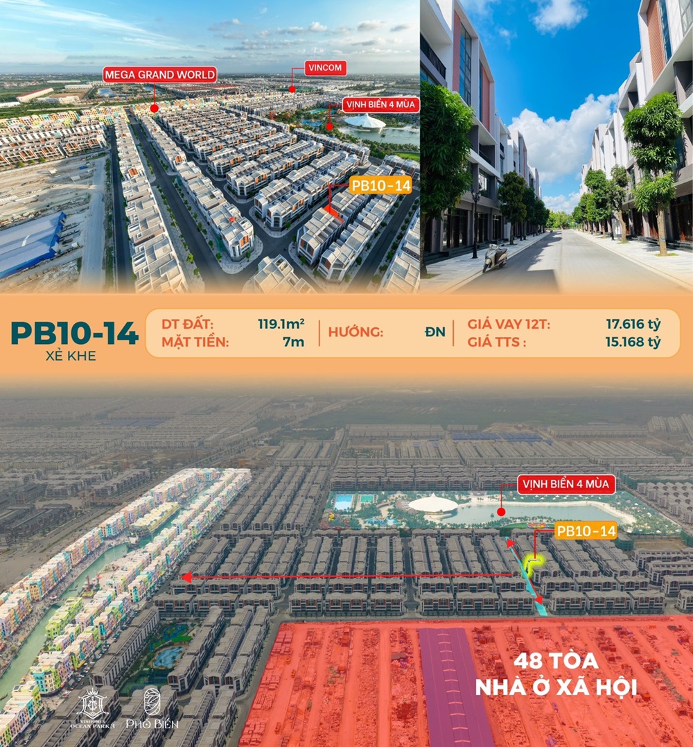 Bán liền kề Phố Biển 10 căn 14 Vinhomes Ocean Park 3 The Crown Hưng Yên
