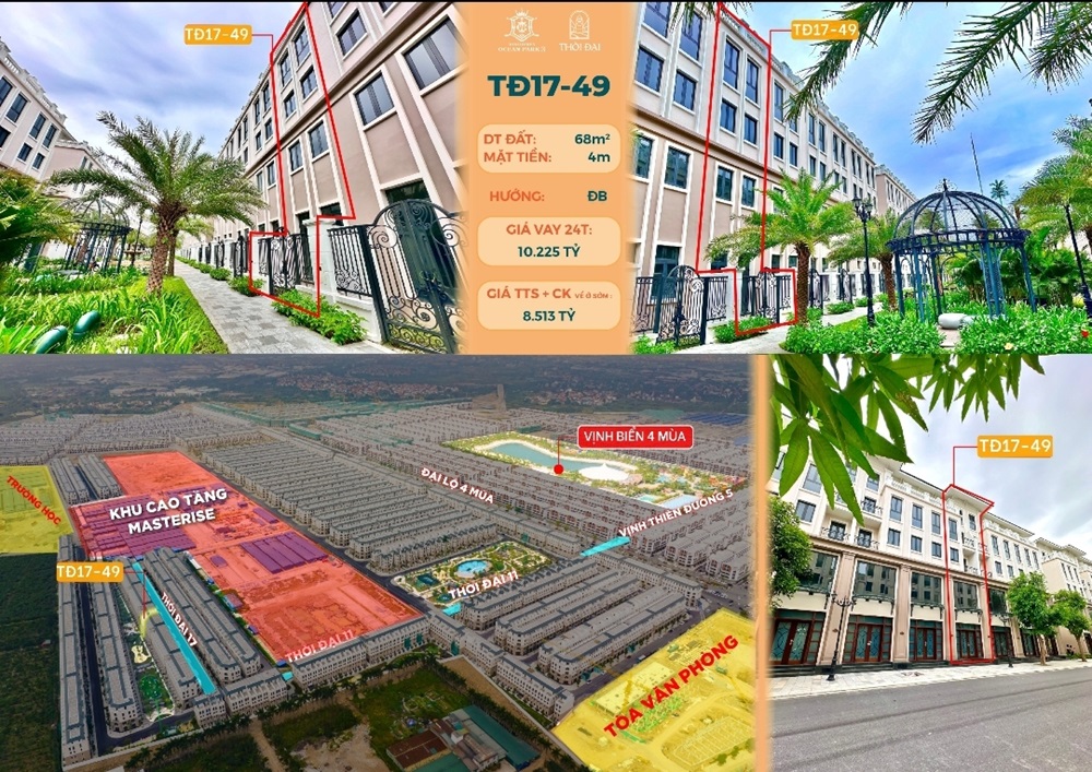 Bán liền kề Thời Đại TĐ17.49 Vinhomes Ocean Park 3 The Crown Hưng Yên