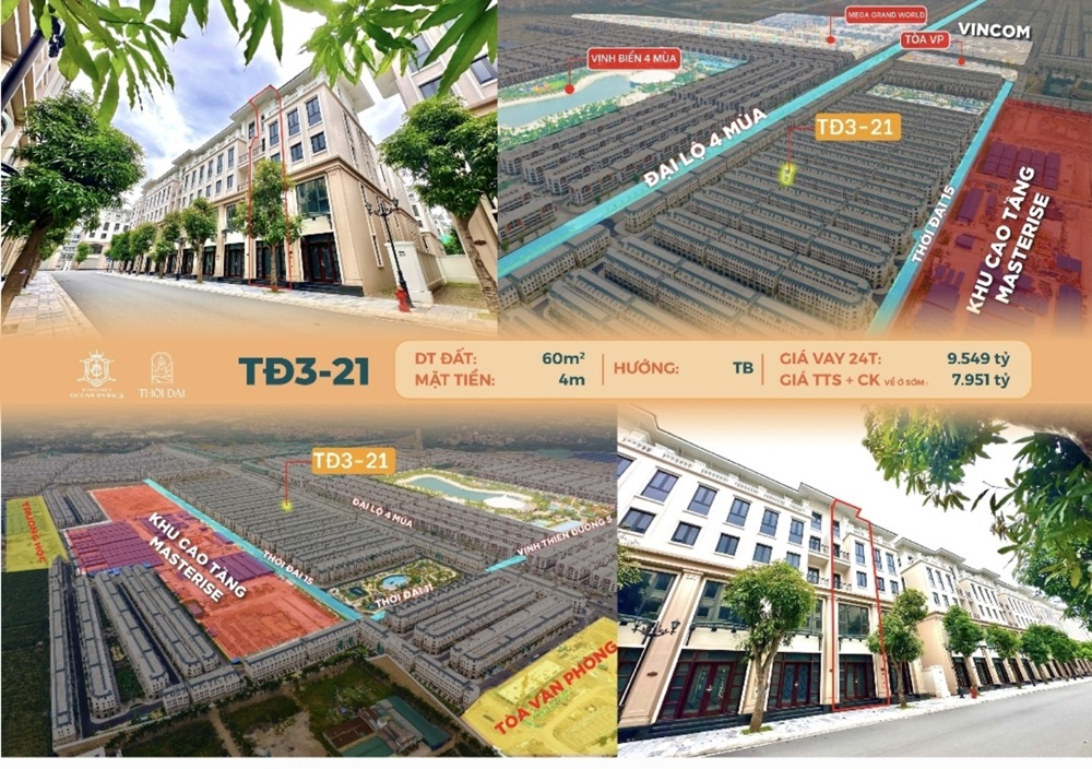 Bán liền kề Thời Đại 3 căn 21 Vinhomes Ocean Park 3 The Crown Hưng Yên