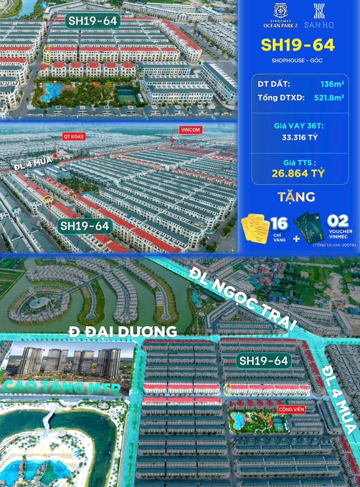 SHOPHOUSE SAN HÔ SH19-64 Vinhomes Ocean Park 2 The Empire Hưng Yên