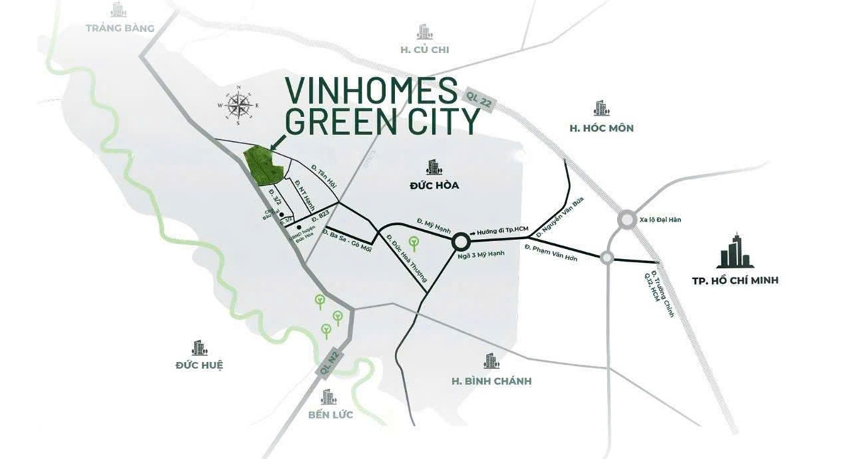 Vị trí Vinhomes Green City Hậu Nghĩa Long An