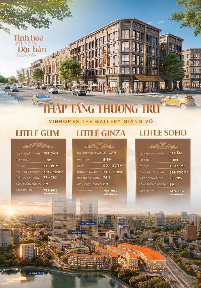 Tổng quan thấp tần thương mại Vinhomes The Gallery Giảng Võ