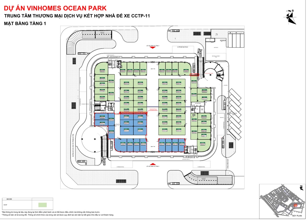 Mặt bằng Cho thuê shop thương mại DV nhà để xe Hải Âu Vinhomes Ocean Park 1 Gia Lâm