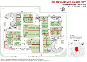 Vị trí cho thuê Parking Zone3 Vinhomes Smart City Nam Từ Liêm Hà Nội