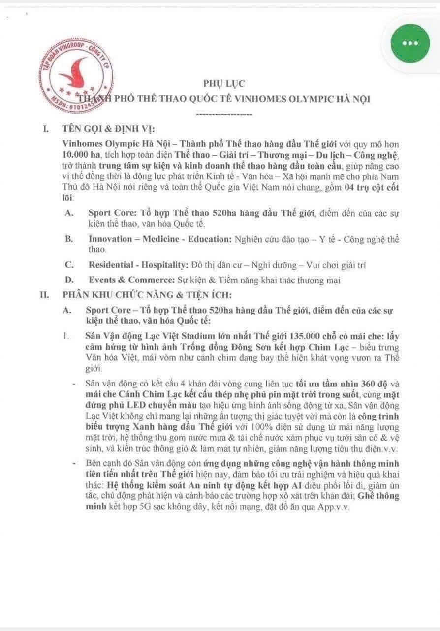 Công văn phê duyệt Vinhomes Olympic Ngọc Hồi Hà Nội