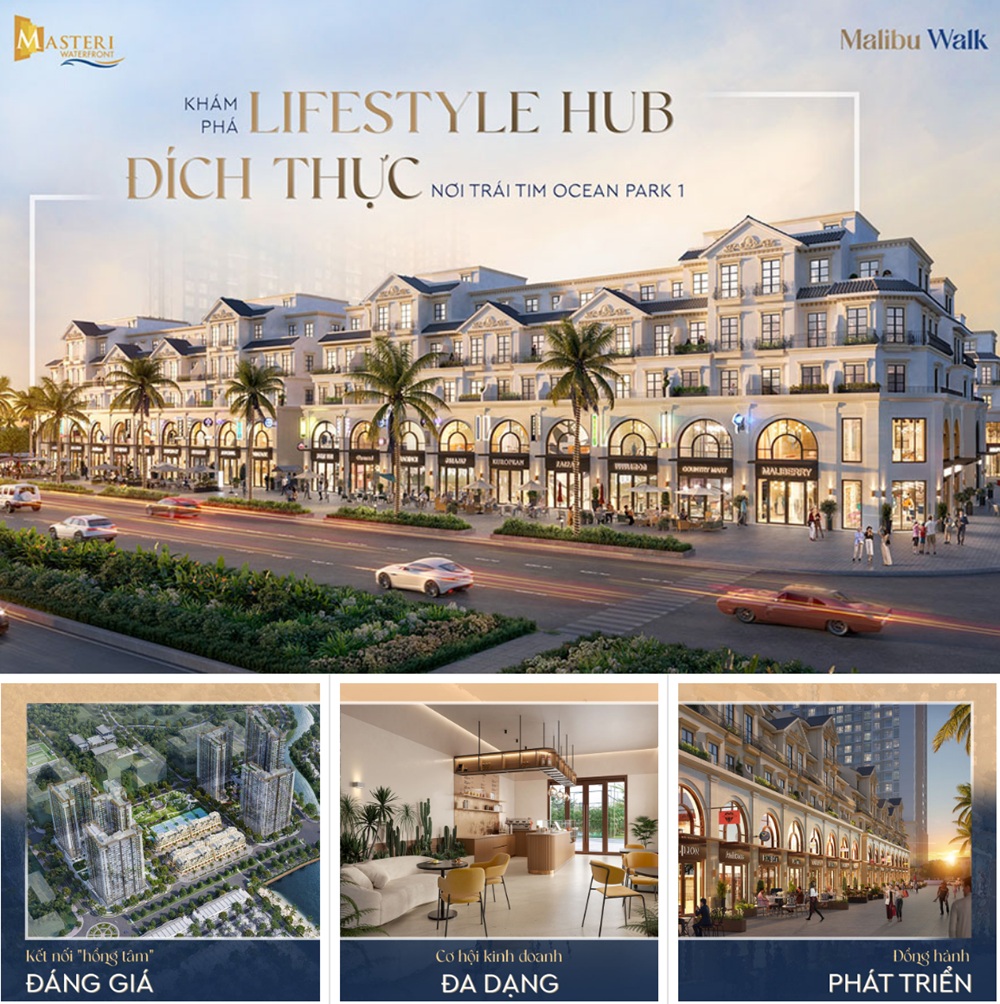 “Malibu Walk Vinhomes Ocean Park 1– Khu phố thương mại xa hoa bậc nhất phía Đông Hà Nội”