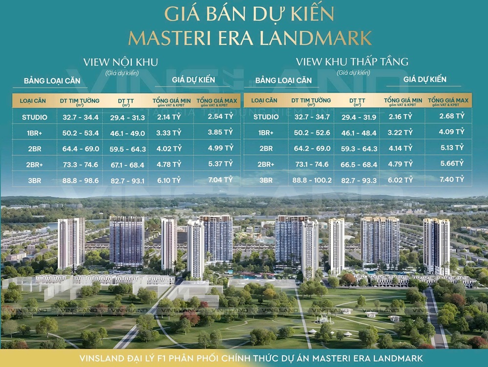Giá bán Tòa Spark Căn hộ chung cư Masteri Era Landmark Vinhomes Ocean Park 3 The Crown Hưng Yên
