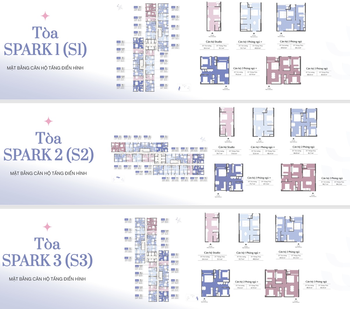 Mặt bằng Tòa Spark Masteri Era Landmark Vinhomes Ocean Park 3 The Crown Hưng Yên