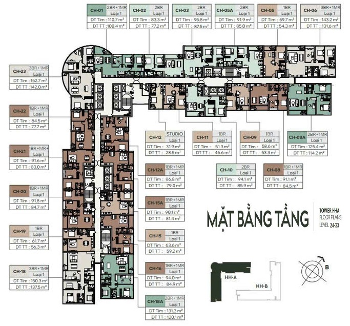 Mặt bằng dự án căn hộ chung cư Masterise Homes Cao Xà Lá
