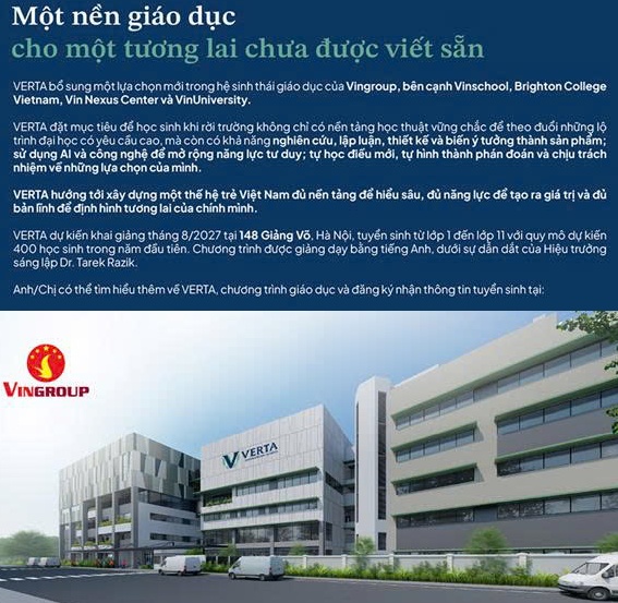 Trường Quốc tế VERTA Giảng Võ Tuyển Sinh